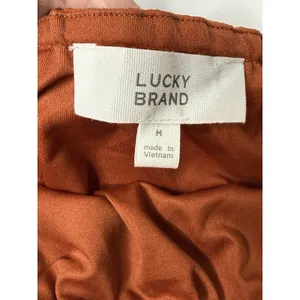 Lucky Brand Rust Dress Shimmer Peasant Boho Tiered Size M Midi‎ Puff Sleeve New thumbnail 8