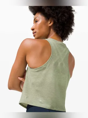 Lululemon Run and Train Racerback Tank Heathered Rosemary Green $58 MSRP thumbnail 4