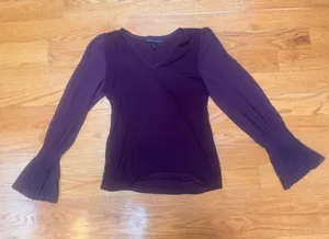 White House Black Market Plum V-Neck Top🎈 thumbnail 1