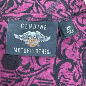 Harley Davidson Semi Sheer Skull Maroon Black Moto Flowy Tank Top Women’s XS thumbnail 4