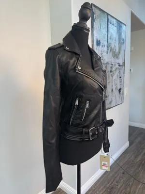 Levi’s Black Faux Leather Moto Biker Jacket NWT XS thumbnail 6