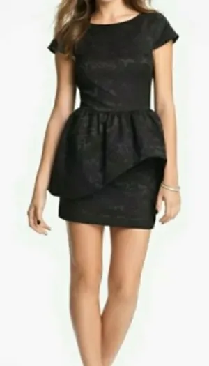 Keepsake the Label Black Floral Asymmetrical Peplum Cocktail Mini Dress thumbnail 1