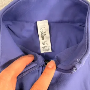 Vitality x Cosmopolitan Womens Purple Quarter Zip Athletic Crop Top Size S thumbnail 4