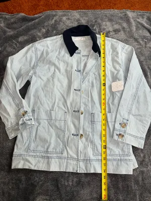Altar’d State Women’s Striped Jacket Blue White Corduroy Collar Size M NWT thumbnail 4
