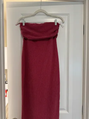 Zara Pink Textured Bandeau Midi Dress thumbnail 5