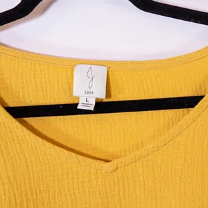 Joie Cotton Textured Knit V Neck Boxy Cut Oversized Pullover Top Shirt Goldenrod thumbnail 2