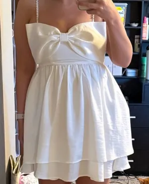 NWT Altar'd State Stassie White Short Pearl Bow Dress Graduation Dress thumbnail 5