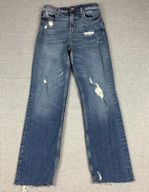 We The Free Jeans Womens 27 Blue Medium Wash High Rise Straight Distressed Denim thumbnail 1