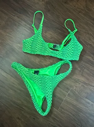 TRIANGL Green Crochet Bikini thumbnail 1