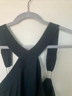 Madewell $148 Poplin Halter Tiered Midi Dress Black Size 6 NL129 thumbnail 6