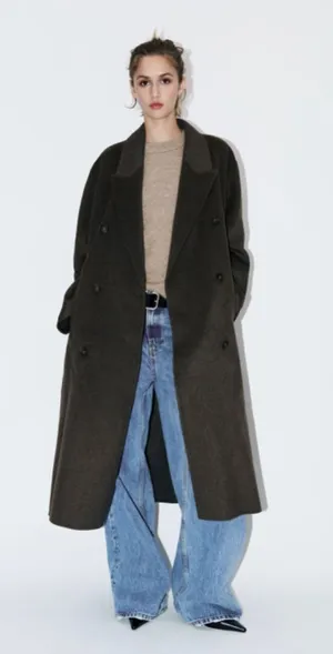 ZARA Wool Blend Coat Double Breasted Coat Size XSMALL thumbnail 1