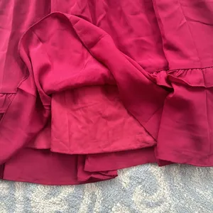 Pretty Garden Tie Front Ruffle Dress Maroon Large thumbnail 6