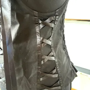 Sexy Witch Black Faux Lace Up Whimsigoth Coquette Dark Fairy Smocked Back Tank thumbnail 5