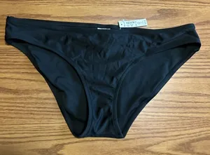 NWT Madewell Basic Women's Swim Bikini Bottom Solid Black Moderate Size L thumbnail 1