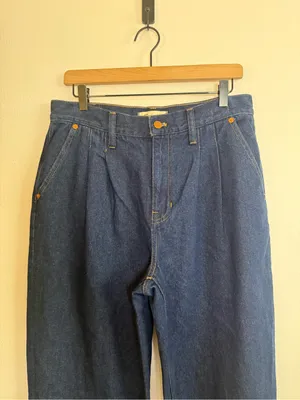 Madewell Baggy Straight Jeans in Woodham‎ Wash: Pleated Edition thumbnail 3