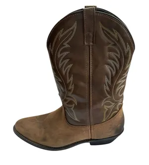 Laredo Brown Leather Pull On‎ Western Boots Women's Size 10 Lea Vamp Fox thumbnail 1