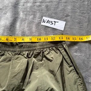 PINK Victoria's Secret Cargo Pants S Olive Green Satin Parachute Relaxed Hi Rise thumbnail 6