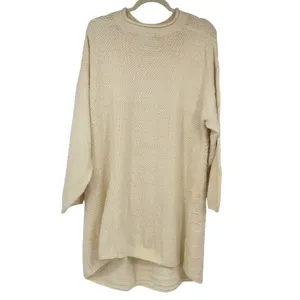 Vintage Cream Cable‎ Knit Tunic Sweater Womens 3X Ramie Cotton Roll Neck 90s thumbnail 2