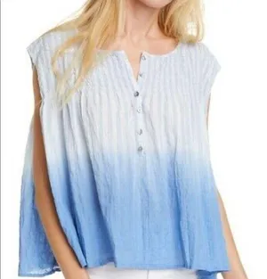 We The Free Free People Blue Ombré Chambray Combo Sleevless Top Size Medium thumbnail 1