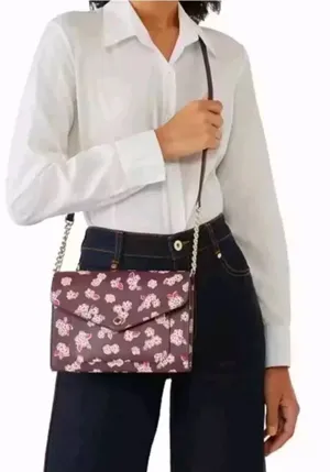 Kate Spade Frosted Floral Tinsel Flap Crossbody/Clutch Bag in Deep Berry NEW!!! thumbnail 1