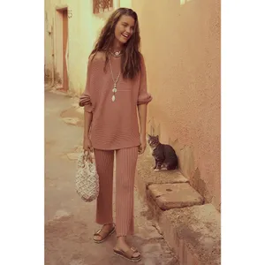 Free People Beach Imogene Oversized Knit Tunic‎ Sweater Top Size Medium Salmon thumbnail 8