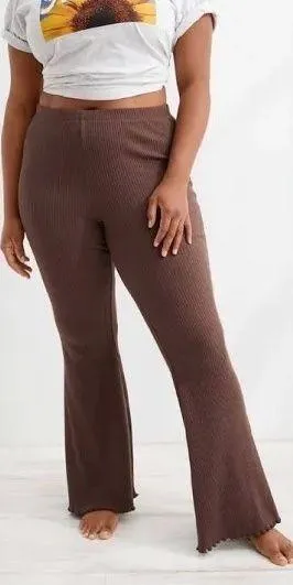 Aerie Brown Ribbed Flared Leggings thumbnail 1