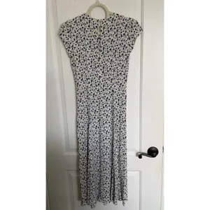 Reformation Fauna Floral Midi Dress Button Front Cap Sleeve‎ Cream Blue Size 0 thumbnail 3