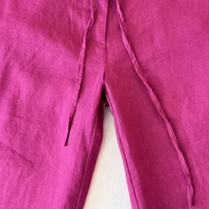 Spiegel Costal Linen Pants 2P Magenta Purple Wide Leg Drawstring Trousers thumbnail 7