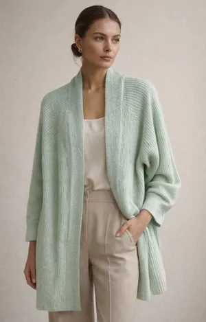 Farm Rio Mint Green Open Front Textured Knit Cardigan Cozy Chic Layer Size P XS thumbnail 1