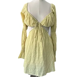 Kittenish Jessie James Decker Yellow Cutout Mini Dress XS Long Sleeve Party thumbnail 13