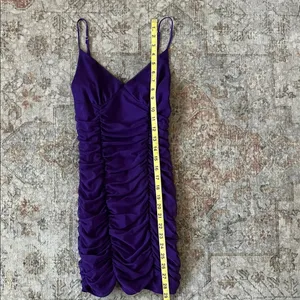 Lucy in the Sky Deep Purple Ruched Mini Dress thumbnail 9