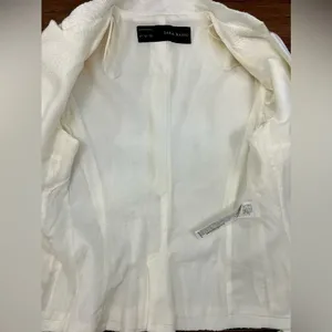 NWT - Zara Ivory Floral Jacquard Textured Blazer - Size M thumbnail 16