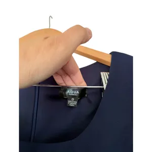 AQUA Formal Navy Blue Cape Sleeve Ruched Sheath Dress Size 0‎ NEW thumbnail 6