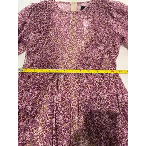 OPT XS Purple Floral Print Ruffle‎ Long Sleeve Mini Dress Bohemian thumbnail 3