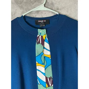 Paule Ka Paris Blue Open Front Cardigan & Shirt Contrast Trim Small‎ Work Office thumbnail 2