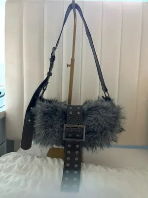Furry shoulder bag Gray thumbnail 2