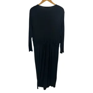 Boden Womens Mabel Jersey Dress 16L Black Ruched Knee Length Minimalist thumbnail 6