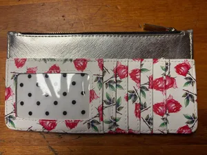 Nanette Lepore White Floral Rose Print Wallet with Gold Accent thumbnail 2