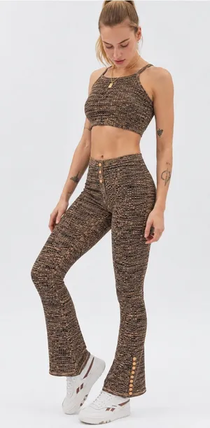 Live The Process Women's Ginger Root/Mission Fig Marl Flared Sweatpants M Brown Size M thumbnail 1