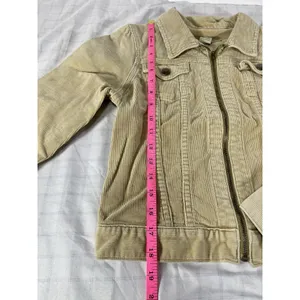 Vintage Abercrombie Corduroy Jacket Women XL Beige Tan Full Zip Trucker Stretch thumbnail 3
