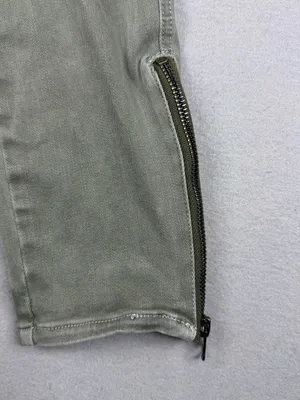 AYR Pants Womens 2 Sage Green Moto Utility Slim Ankle Zip Stretch Cotton thumbnail 4