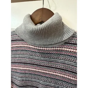 L.L.Bean Gray Fair Isle Turtleneck Sweater Cashmere Blend Large Preppy Gorpcore thumbnail 4
