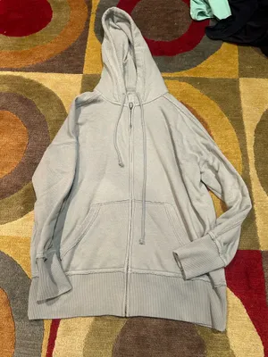 Aerie Zip Up Hoodie Oversized Sweatshirt Dusky Blue Size Medium thumbnail 1