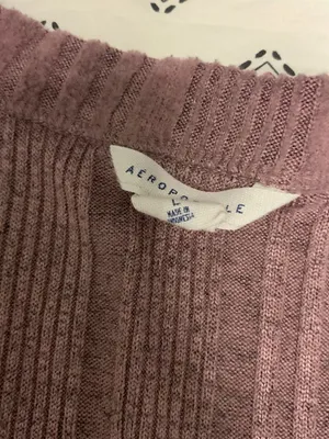 ￼ Aeropostale Purple Lilac Crop Top Large Shirt Button Up Ribbed Long Sleeve thumbnail 3