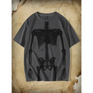 Romwe Charcoal X-Ray Skeleton Graphic Tee thumbnail 2