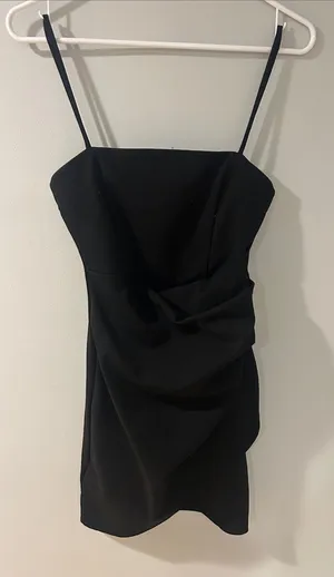 Windsor Black Draped Spaghetti-Strap Mini Dress thumbnail 1