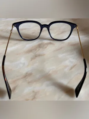 Gucci GG0110O 005 Women Blue Gold Rectangle Eyeglasses w/Case‎ Authentic thumbnail 12