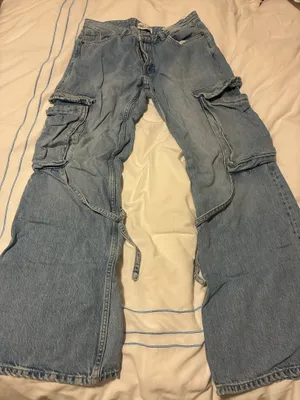 zara low rise baggy cargo jeans thumbnail 1