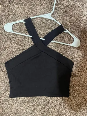 Black Cross Halter Top thumbnail 3