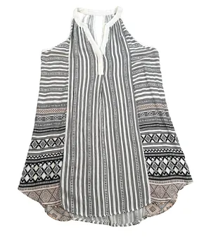 Pants Store Mini Dress Women's Large Halter V-Neck Black/Brown Stripe Summer thumbnail 1